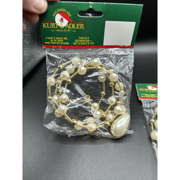 KURT S ADLER Gold & White Beaded Icicle Christmas ORNAMENT Santa's World 5J New! - Picture 4 of 7